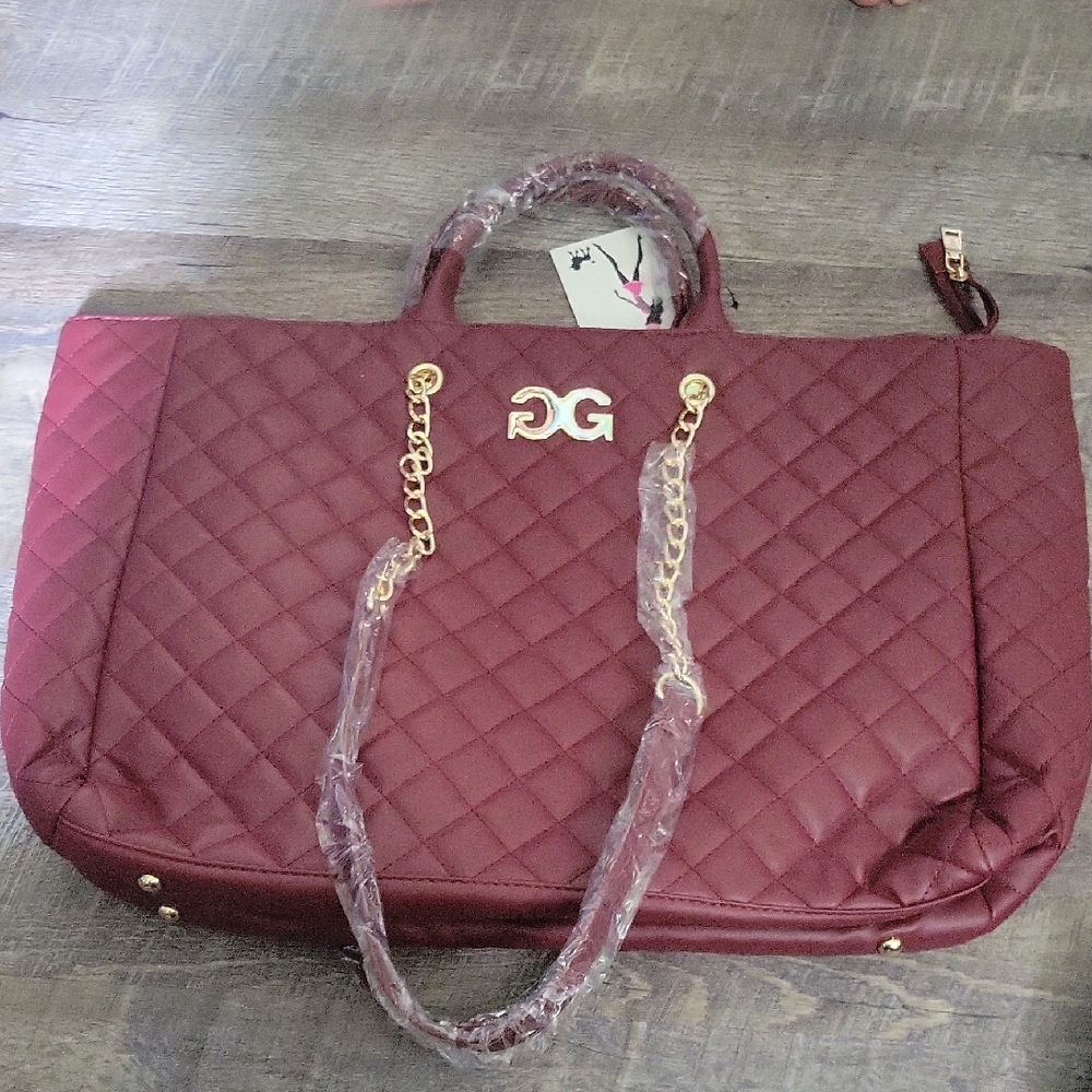 Quilted Burgundy Tote Bag